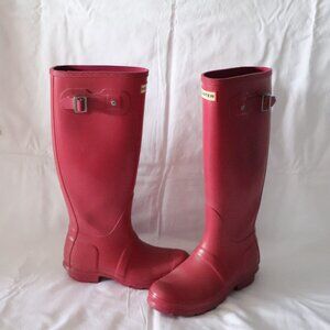 Hunter Original Women's Pink Sz 5/36 Tall Rubber Buckle Outdoor‎ Rain Boots